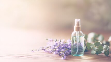 Serene Glass Spray Bottle with Purple Flowers and Eucalyptus