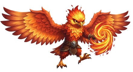 Fiery mythical bird illustration