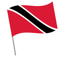 Trinidad and Tobago national flag flutters with flagpole