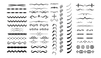 Collection of elegant black decorative flourishes and ornate dividers for design