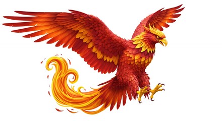 Mythical phoenix in flight