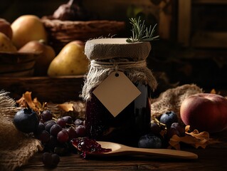Artisanal Fruit Preserve: A Rustic Still Life of Seasonal Harvest Delights