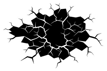 wall fracture texture effect silhouette vector illustration 