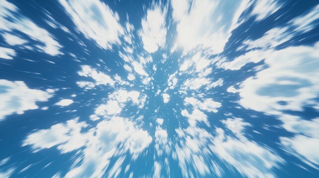 Dynamic Sky Zoom Effect with Clouds creating an expansive feeling of movement in blue