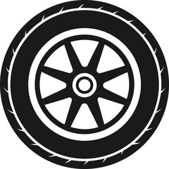 Obraz premium Sleek shiny chrome alloy car wheel with a black rubber tire, isolated on a white background, perfect for automotive transport vehicle illustrations