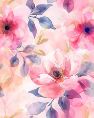 Watercolor Pink and Gold Flower Illustration Background with Copy Space. Floral Art