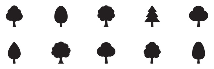 Tree simple silhouettes. Tree icon. Vector Illustration. EPS 10
