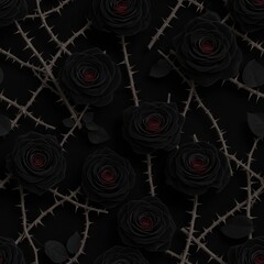 Black roses with thorny stems on a dark background image
