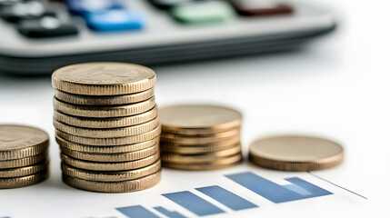 coins and calculator on financial chart