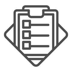 Test checklist on clipboard line icon, learners test concept. Vector graphics. Fine document with checkmark sign on white background, outline style icon for mobile or web design.
