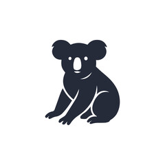 Obraz premium Black koala silhouette logo on white background, isolated on transparent background, generative ai