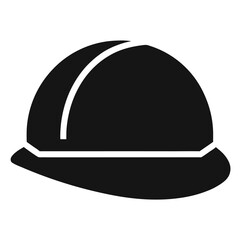 Black silhouette of a construction hard hat isolated on white background