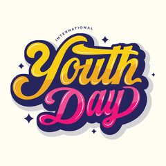 Retro style Youth Day typography design for t-shirt, sticker, badge, or label. Celebrate 12 August International Youth Day with vibrant vector poster, banner, or template.