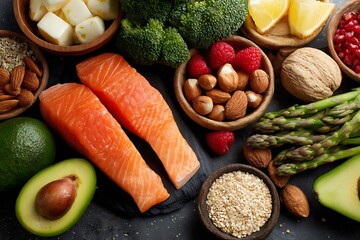An assortment of diet-friendly foods, featuring nutrient-rich options that support healthy weight management and vitality.
