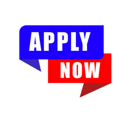 Apply now promotional banner isolated on white background