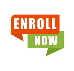 Enroll now education banner isolated on white