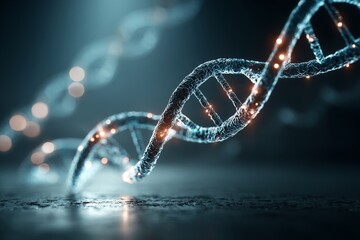 Holographic DNA Strand Conceptual Art in Abstract Presentation