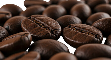 Awakening your senses with the rich aroma of freshly roasted coffee beans at sunrise on transparent background