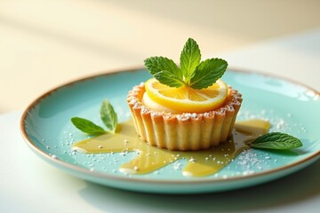 lemon cake with mint