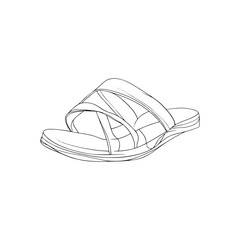 Casual summer sandals side view in black outline doodle style on transparent background. Footwear icon for fashion catalog, summer sale banner, or shoe design sketch.