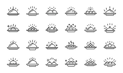 Food and Drink Outline Icons Collection A Comprehensive Set of Culinary Delights and Beverage Symbols