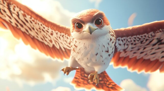 Animated falcon in flight