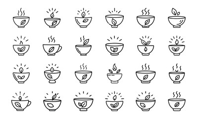 Food and Drink Outline Icons Collection A Comprehensive Set of Culinary Delights and Beverage Symbols