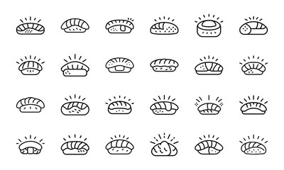 Food and Drink Outline Icons Collection A Comprehensive Set of Culinary Delights and Beverage Symbols