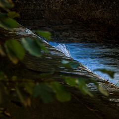 Artificial waterfall in France.
Small overflow dam in Lapeyre in Aveyron, Occitanie region of...