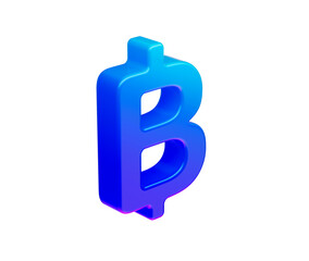 A glossy blue Thai Baht currency symbol with gradient depth, modern and sleek, 3D Illustration