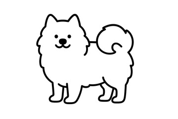 Vector Illustration of Fluffy Samoyed Dog in Minimal Style