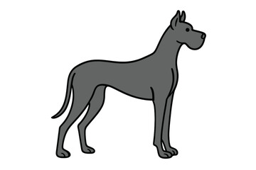 Vector Illustration of Elegant Great Dane in Standing Pose