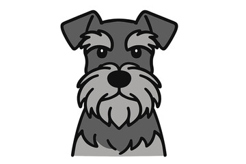 Vector Illustration of Schnauzer Dog Face in Minimal Style