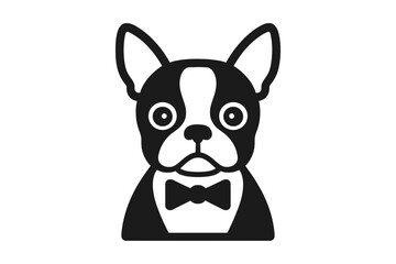 Vector Illustration of Boston Terrier Wearing a Tuxedo Bow Tie