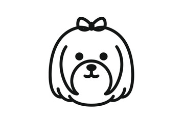 Vector Illustration of Cute Maltese Dog with Bow

