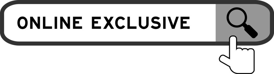 Search banner in word online exclusive with hand over magnifier icon on white background