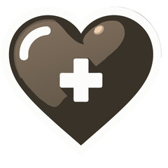 Fototapeta premium Minimalist Vector SVG Heart Icon with Plus Sign in Flat Style Featuring Monochrome Brown Tones