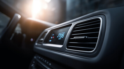 Moderne Autoklimaanlage bei Sommerhitze – Detailaufnahme Lüftung. Künstliche Intelligenz KI