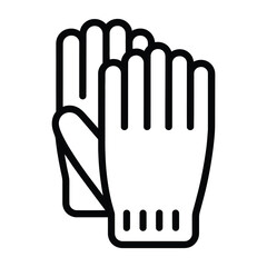 Gloves Icon, Vector, Illustration, Outline, Line Art, Silhouette, Logo, White Background.