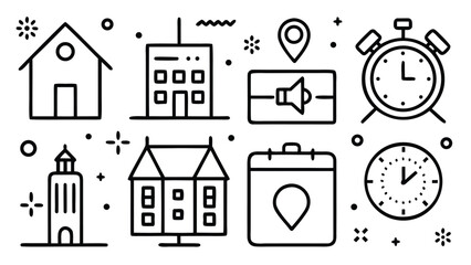 Obraz premium Minimalist Icon Set in Grid Presentation