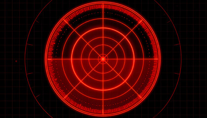 Red Glowing Radar Screen Interface