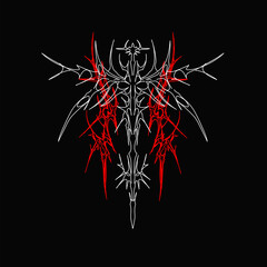 Cybersigilism vector design featuring neo tribal sharp symmetrical pattern