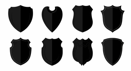 Collection of Shield Silhouette Designs for Digital Security, Protection and Symbolism