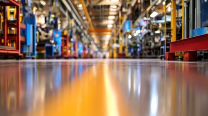 Industrial manufacturing facility interior showcasing production lines and machinery