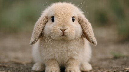Adorable fluffy bunny outdoors.