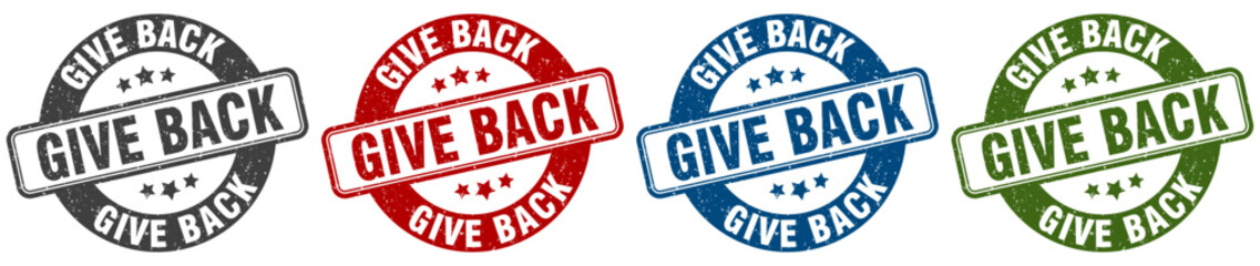 give back stamp. give back round stamp set isolated on white background