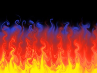 burning fire flame on black background