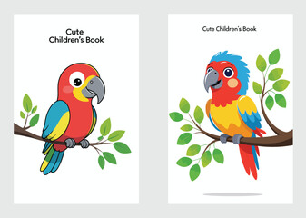 Tropical Red and Blue Parrot Sitting on Green Tree Book Cover

