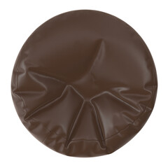 Brown leather bean bag chair, top view, 3D render, isolated on transparent background.