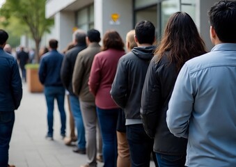 People queuing in line at public place